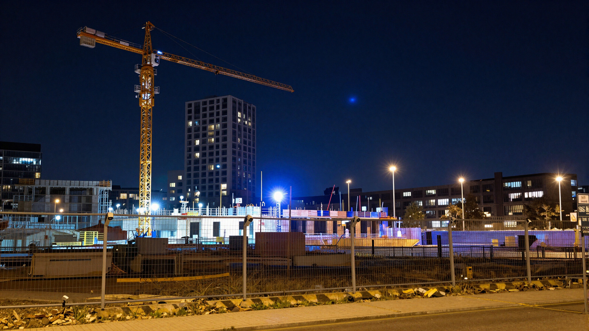 Baustelle bei Nacht